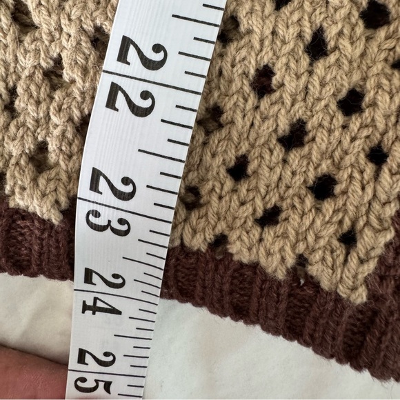 NWT Steve Madden women’s Marnie sweater crochet button front Top Brown/Tan Small - Picture 7 of 8